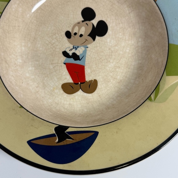 Disney Direct Abstract Design Characters Soup Rim Bowls Plate Mickey Vintage - Picture 3 of 7